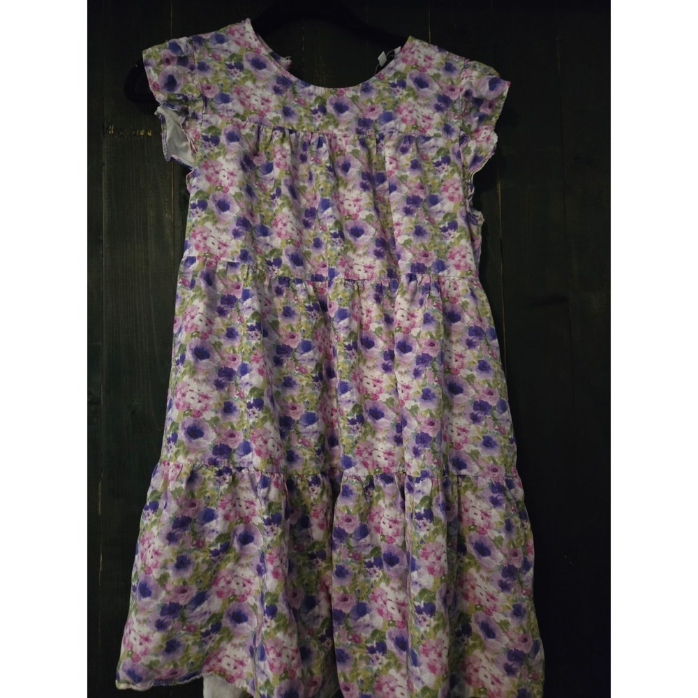 Jacquie The Label Purple Floral Lavender Flower Ruffle Babydoll Dress Sz S